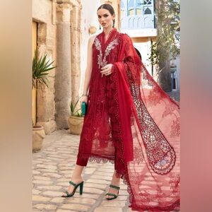 Elegant Red Embroidered Suit with Dupatta